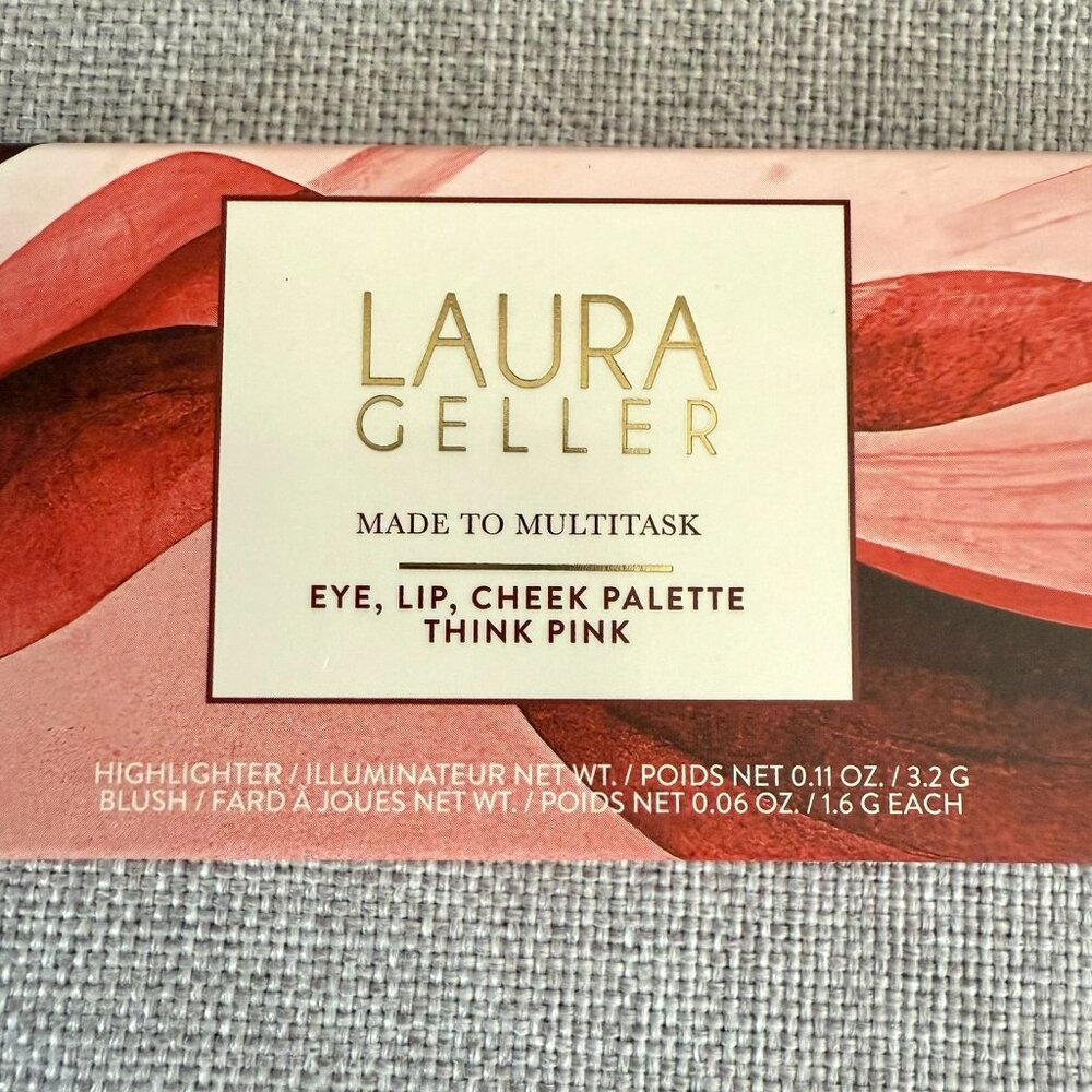 Laura Geller Eye Lip Cheek Palette Think Pink Highlighter Blush Multitask Compac - Picture 8 of 9